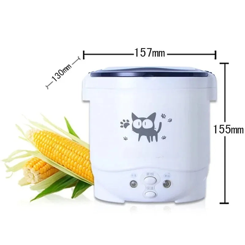 Electric Mini Rice Cooker Portable MultiCooker Household Rice Cookers 12V 24V 220V Pot Cooking Machine Pans For Car Truck Home